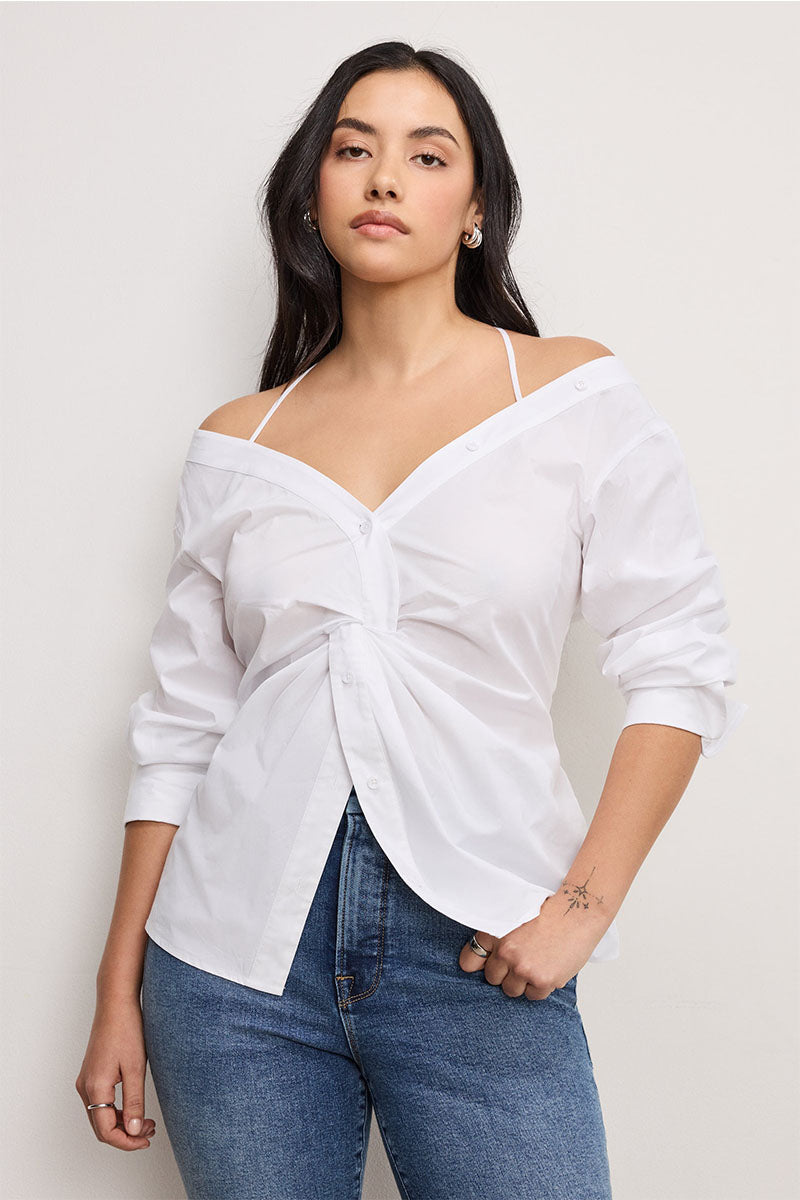 POPLIN OFF SHOULDER TOP