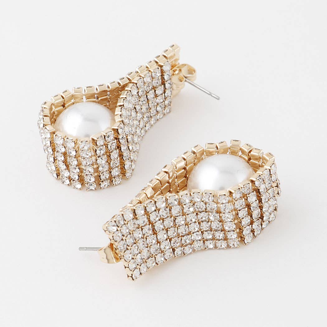 RHINESTONE PEARL EARRING