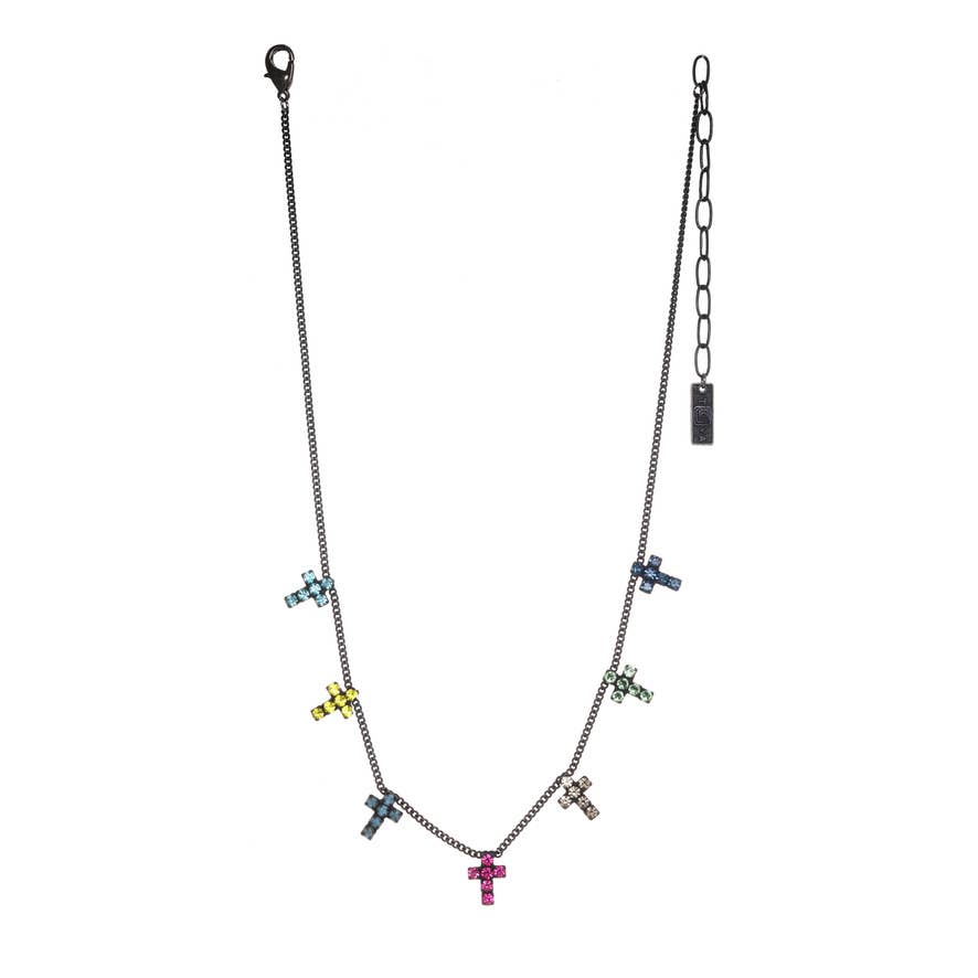 Multi Cross Necklace: Clear