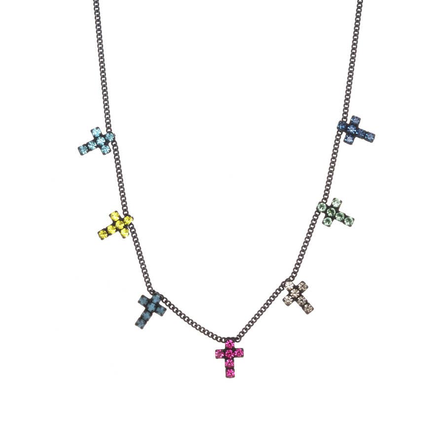 Multi Cross Necklace: Clear