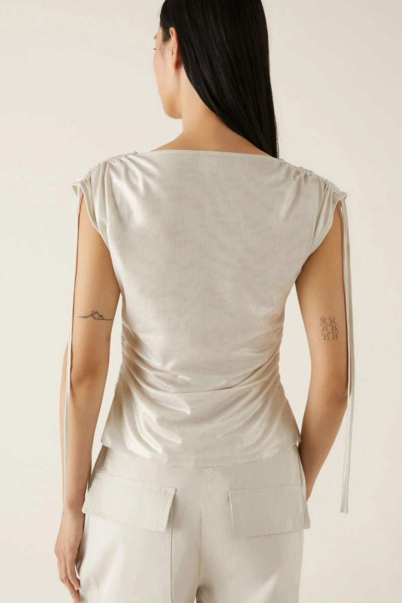 SLEEVELESS FOIL JERSEY TOP