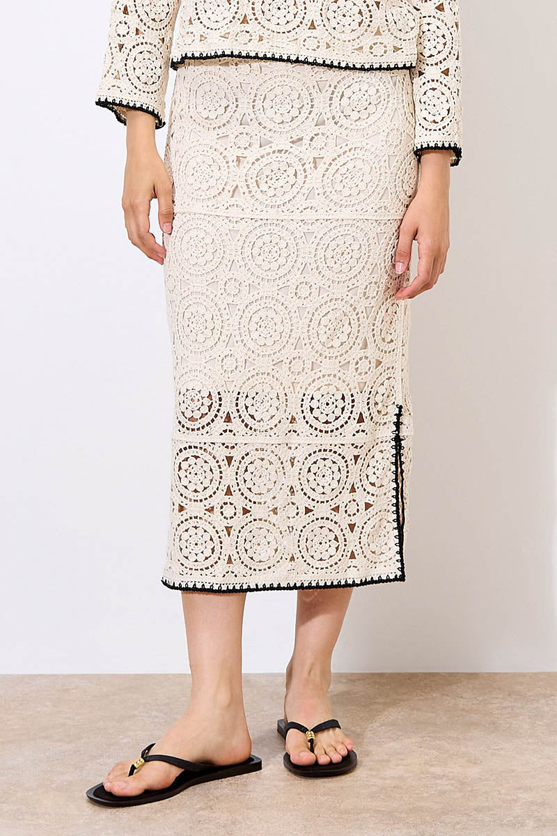 CIRCLES CROCHET MIDI SKIRT