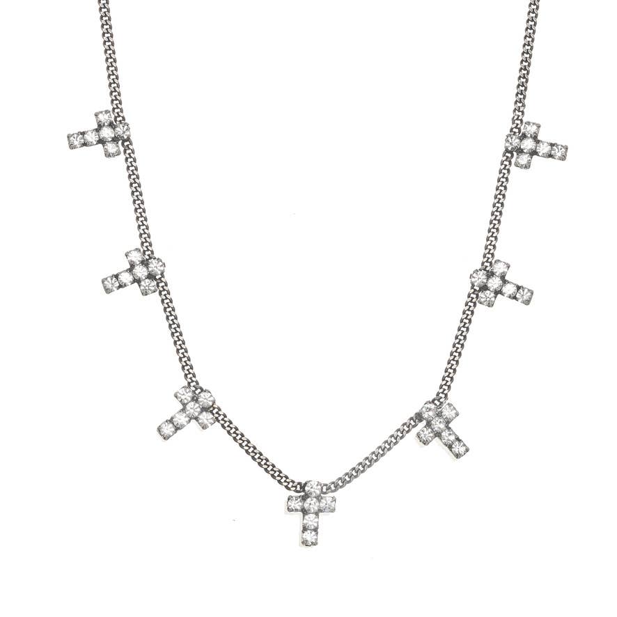 Multi Cross Necklace: Clear