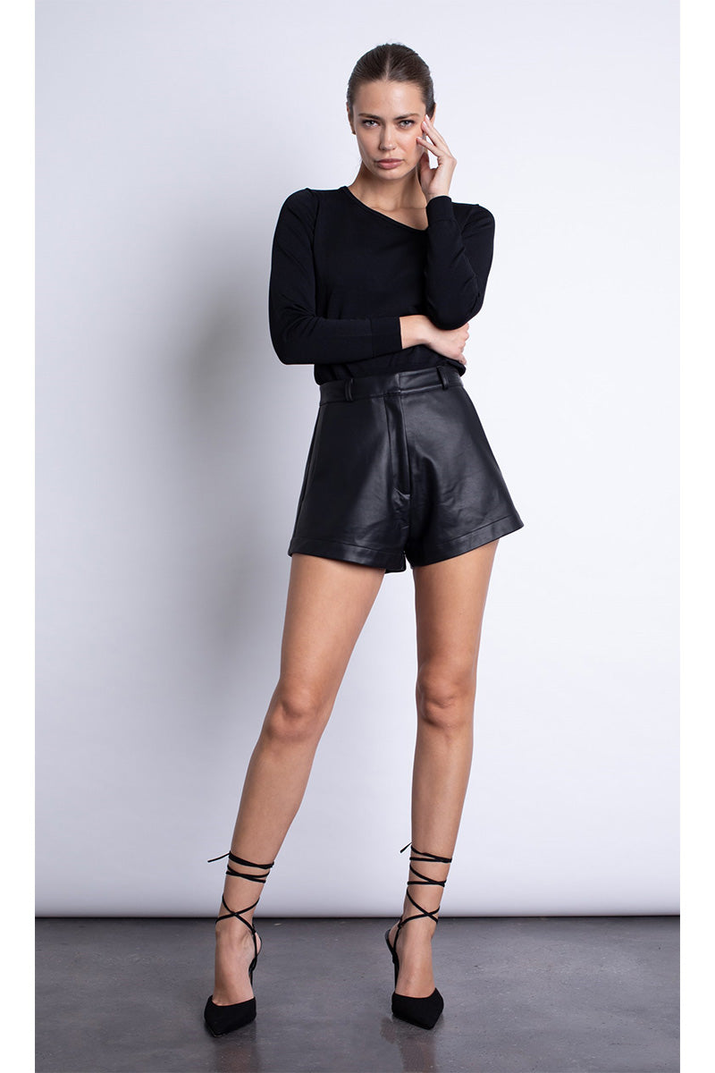 ALANNA VEGAN LEATHER SHORTS