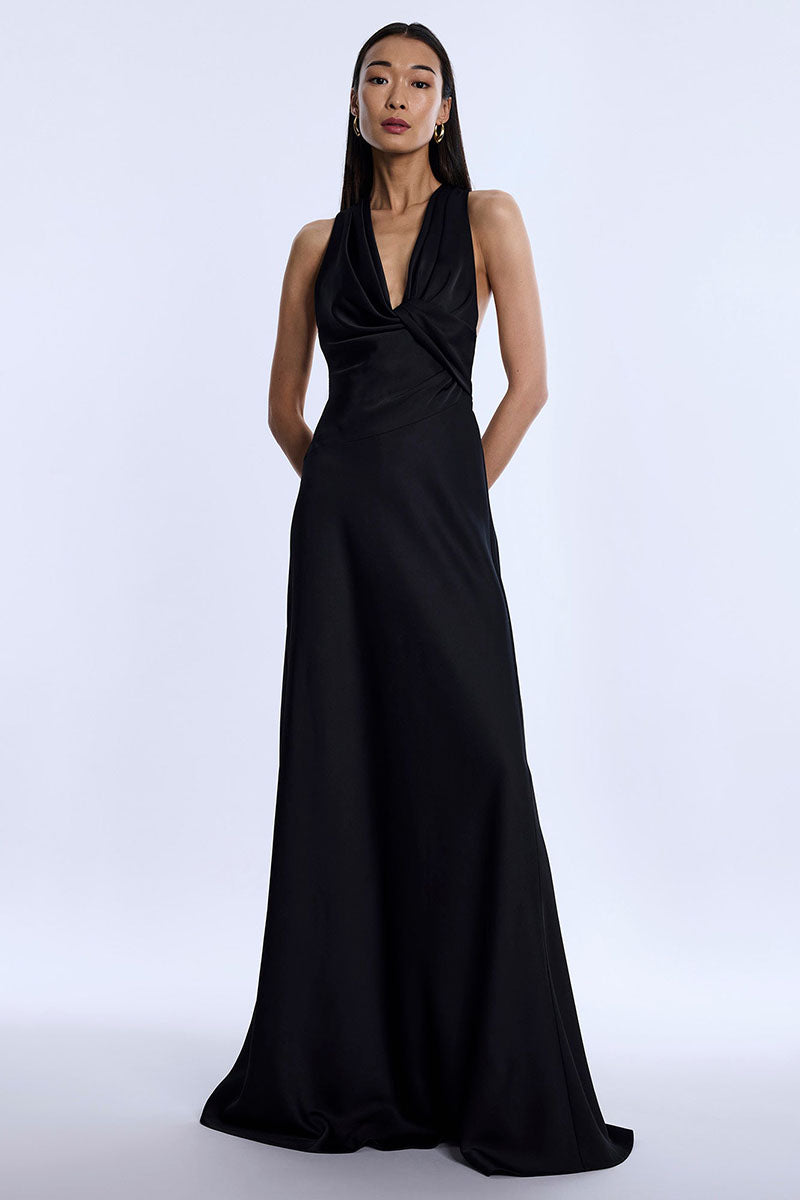 COWL NECK HALTER GOWN