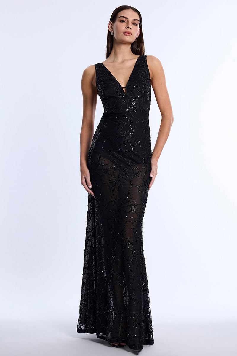 EMBELLISHED CUT-OUT GOWN