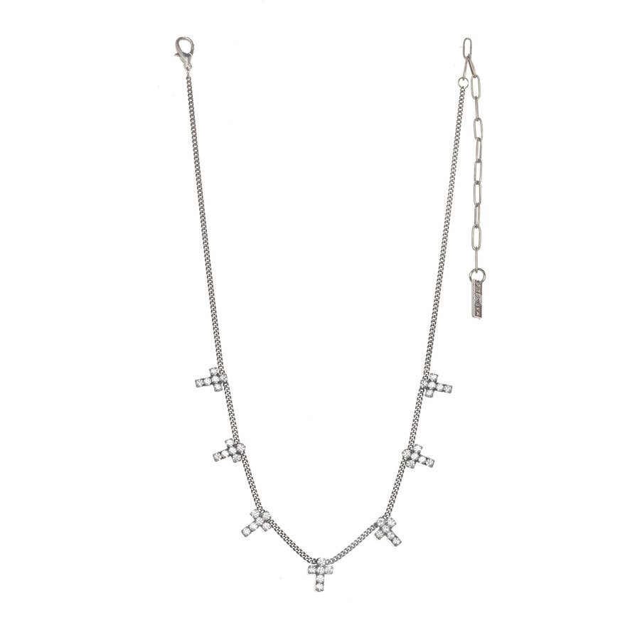 Multi Cross Necklace: Clear