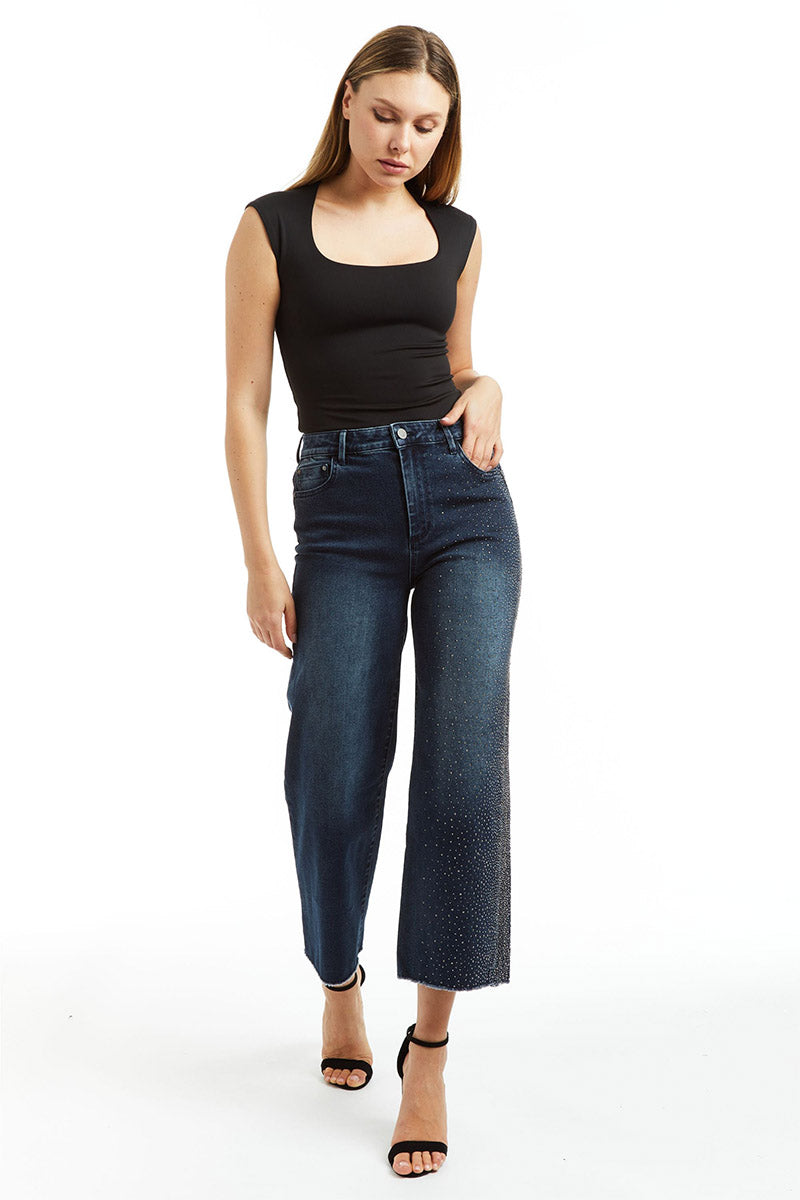 HIGH RISE GRADIENT STUDDED PANT