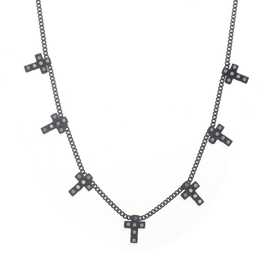 Multi Cross Necklace: Clear