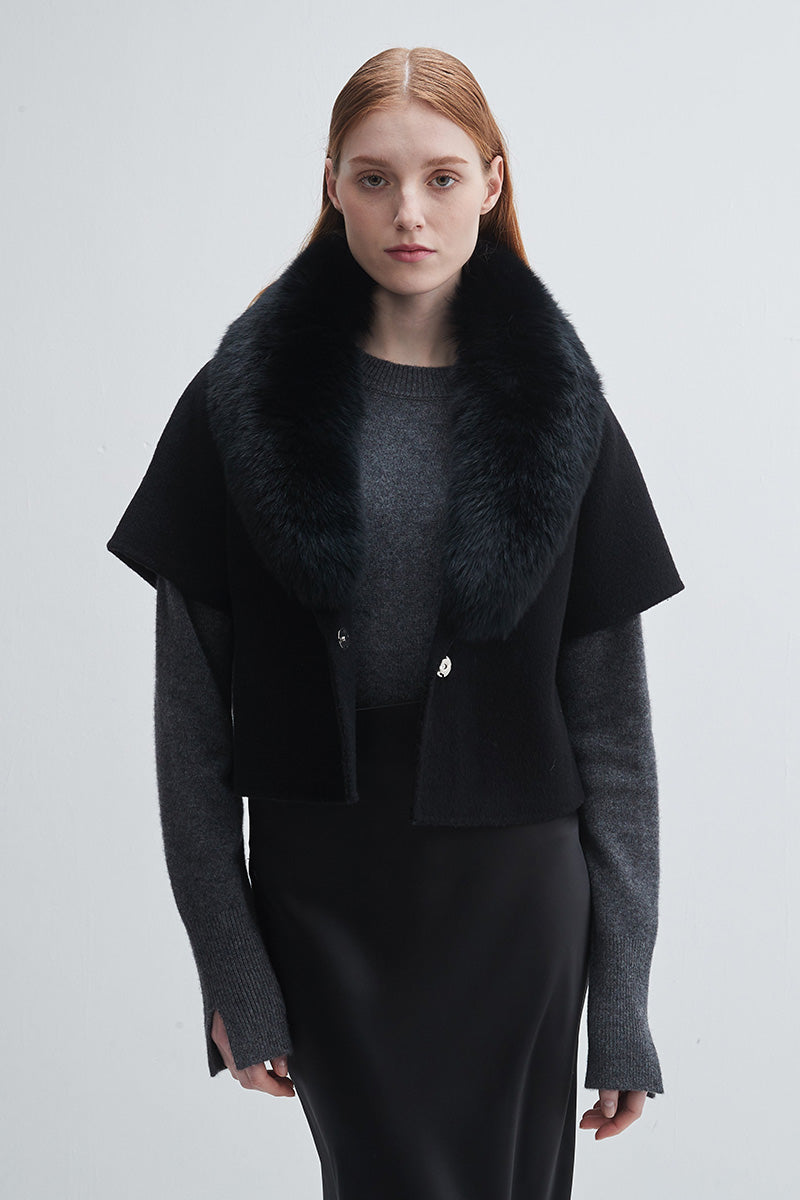 SHORT SLEEVE FUR COLLAR JACKET