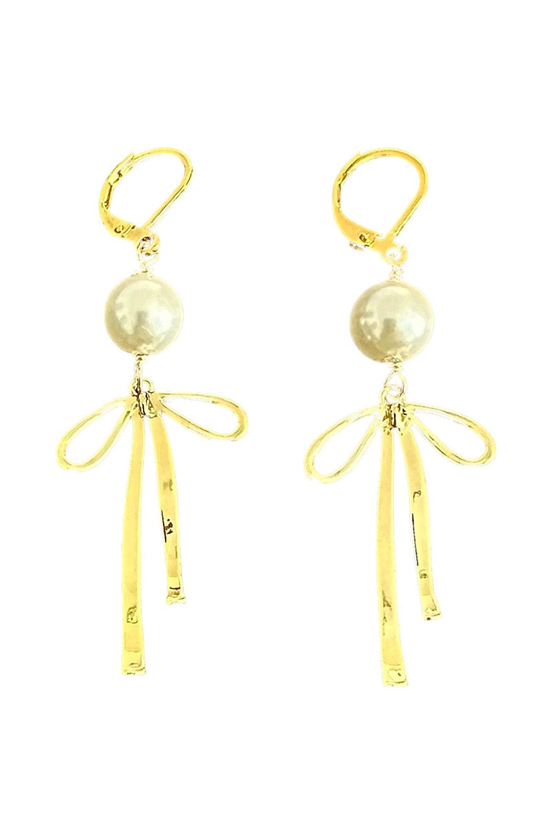 PEARL GOLD BOW EARRING