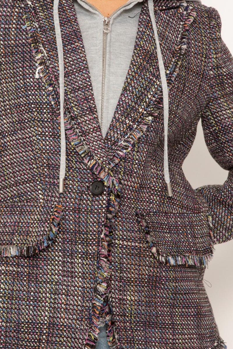 KAEDA FRAYED TWEED DICKEY JACKET