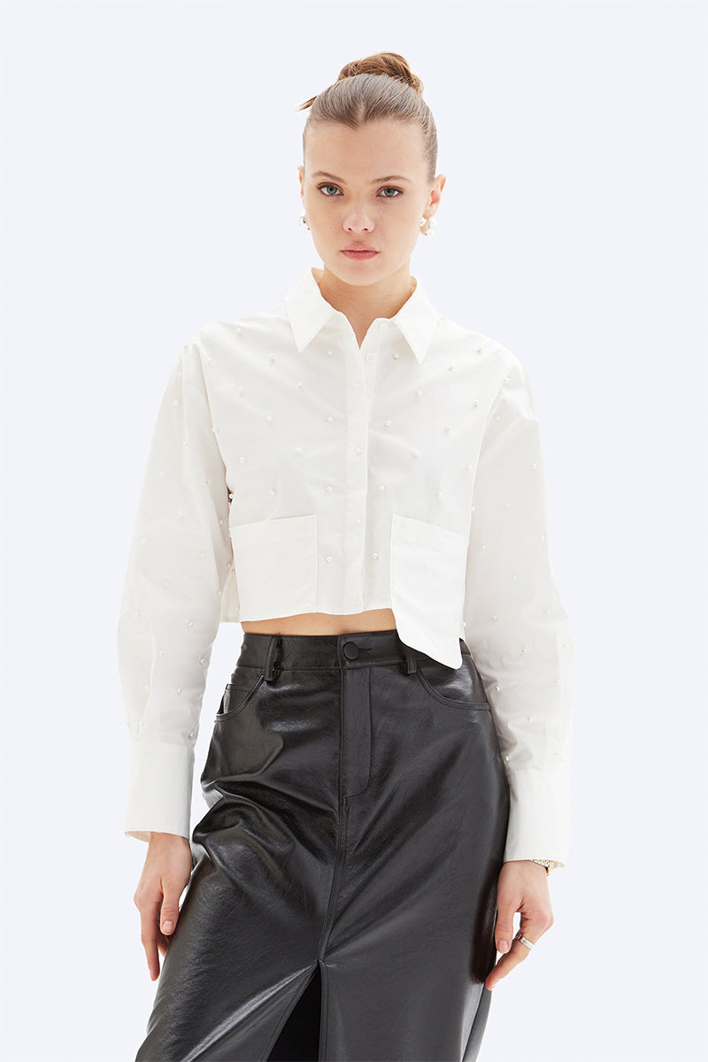 LAURA PEARL ASYMMETRICAL POCKET TOP