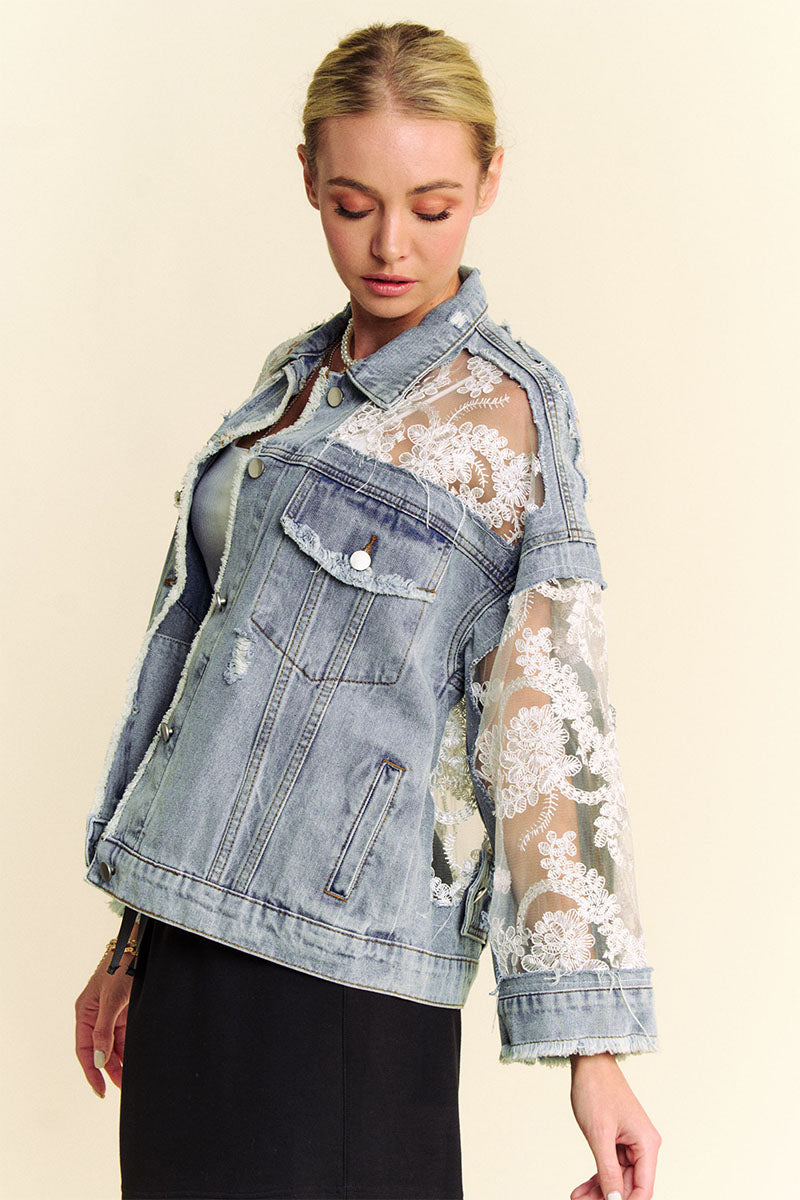 FLORAL EMBROIDERY DENIM JACKET