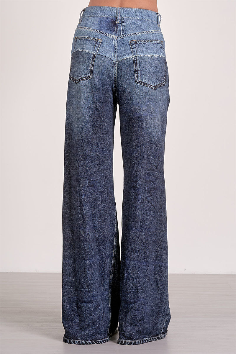 TWO-TONE WIDE LEG JEANS