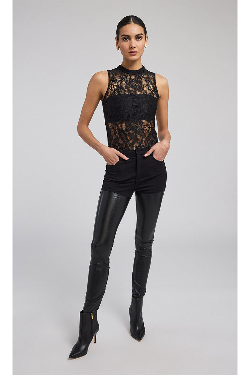 PETRA LEATHER COMBO PONTE PANT