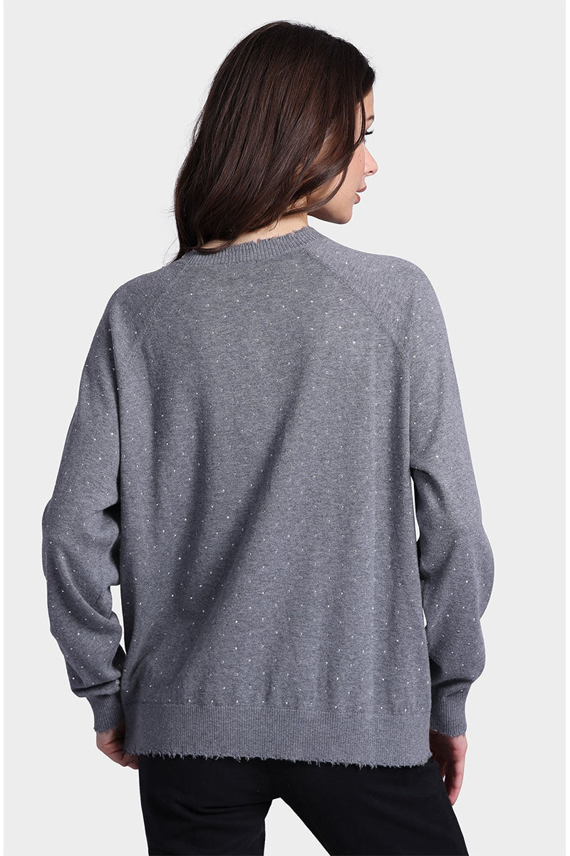 COTTON CASHMERE FRAYED EDGE CREW