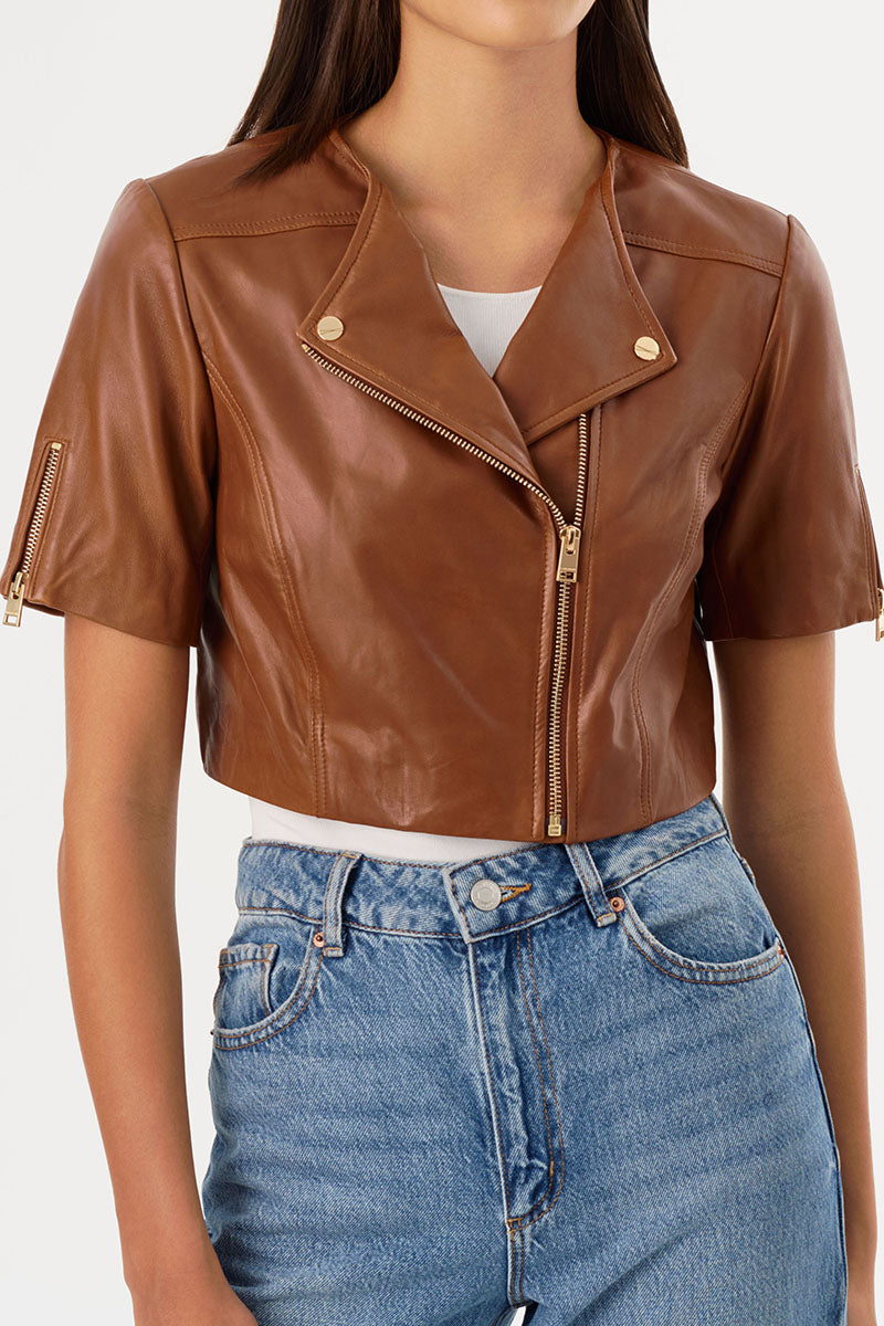 KIRSI CROP LEATHER JACKET