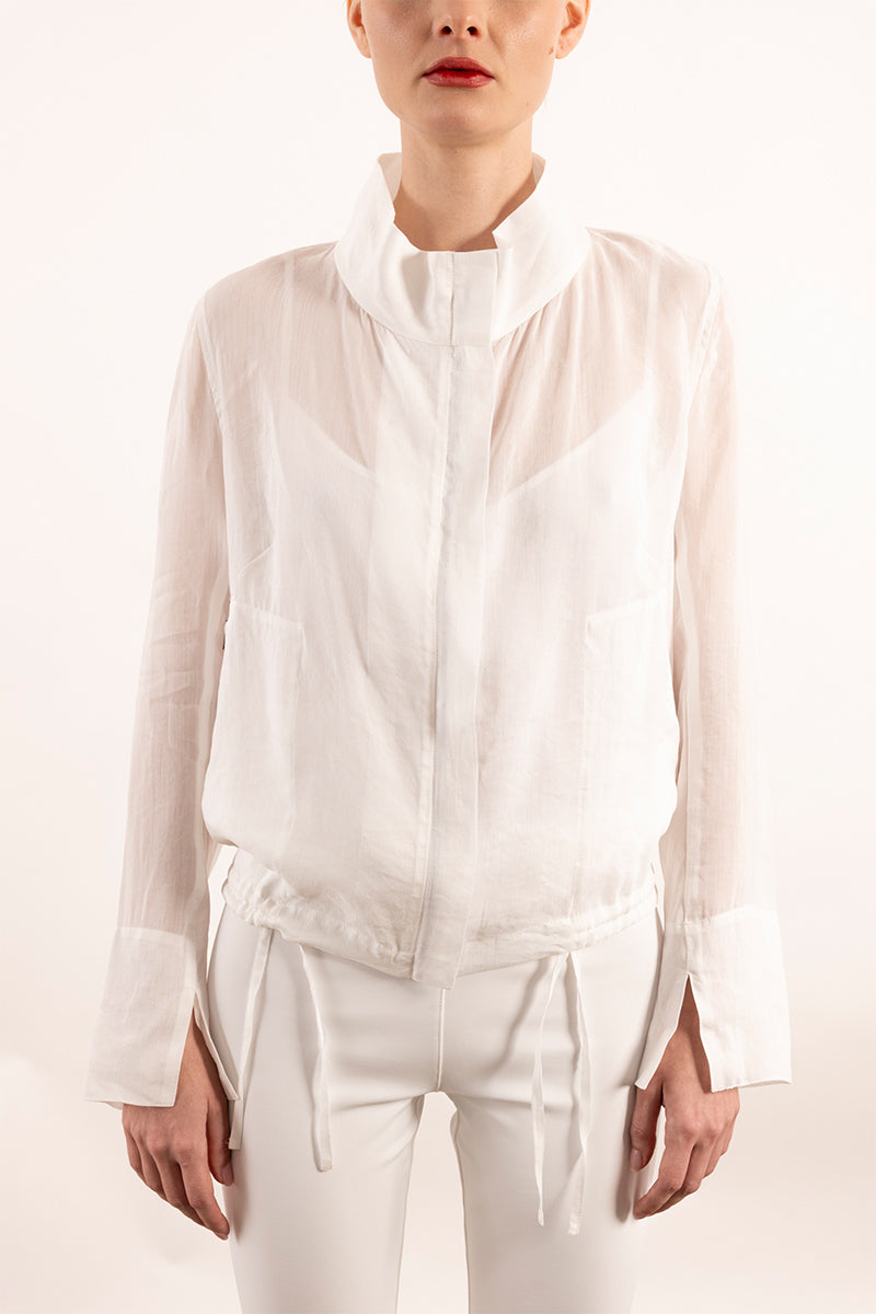 SHEER RAMIE FUNNEL NECK JACKET