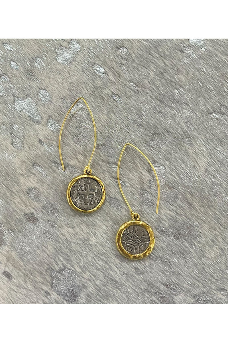 TWO TONE PENDANT DANGLE EARRINGS