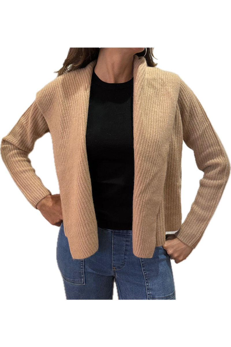 CASHMERE SHAKER HOODED CARDIGAN