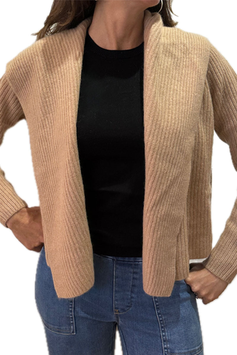 CASHMERE SHAKER HOODED CARDIGAN