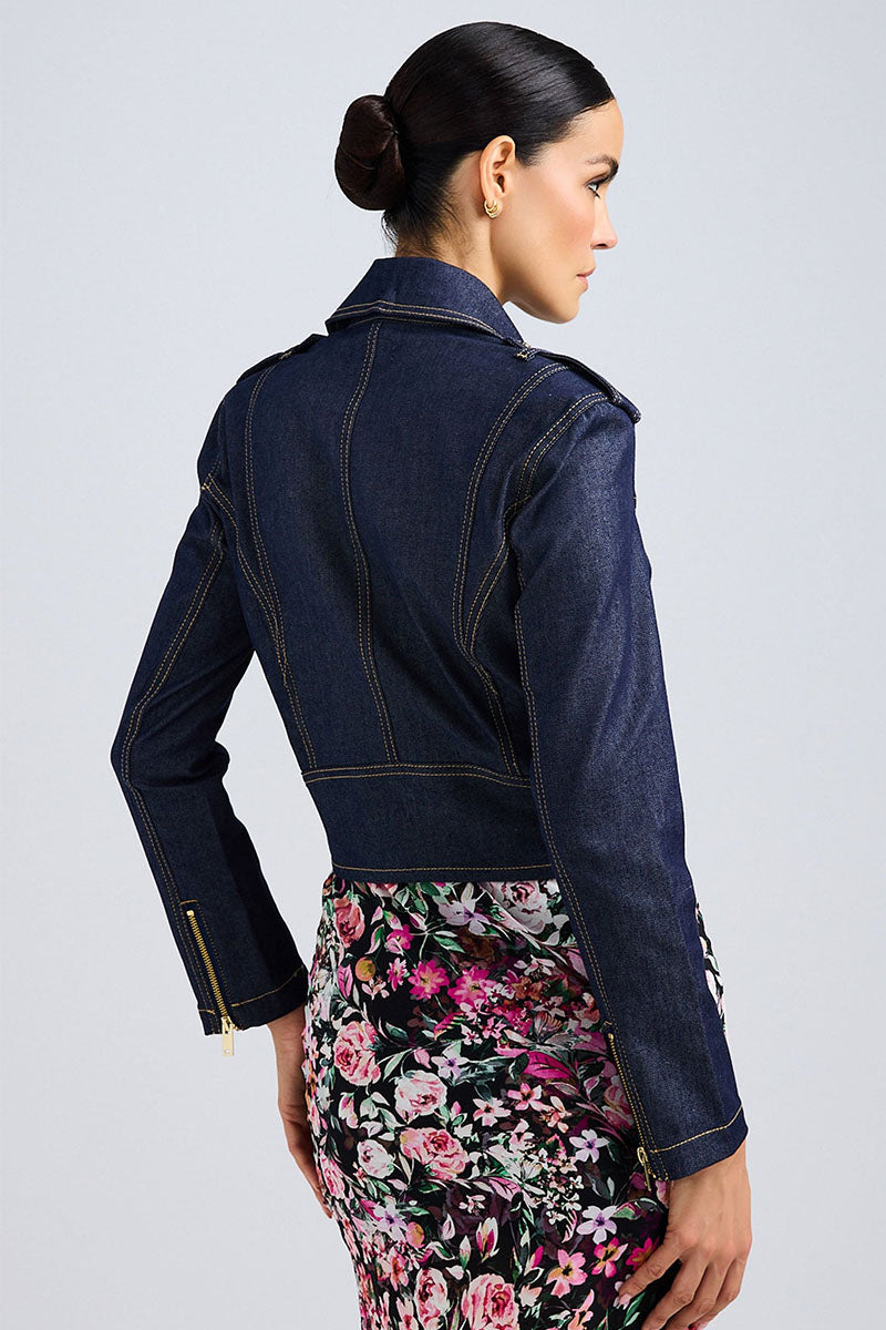 COSITA SHEEN DENIM MOTO JACKET