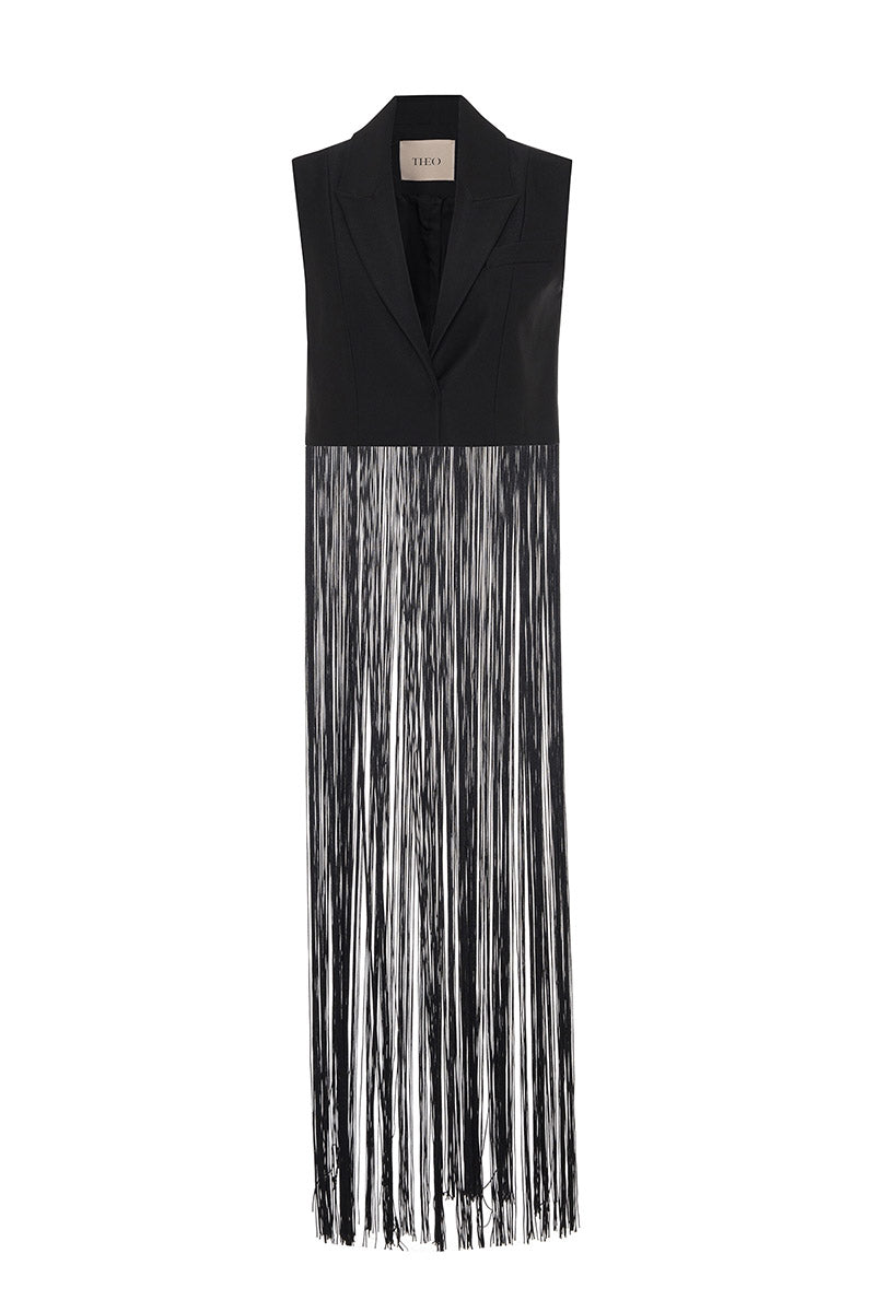 ATLAS FRINGED SLEEVELESS BLAZER