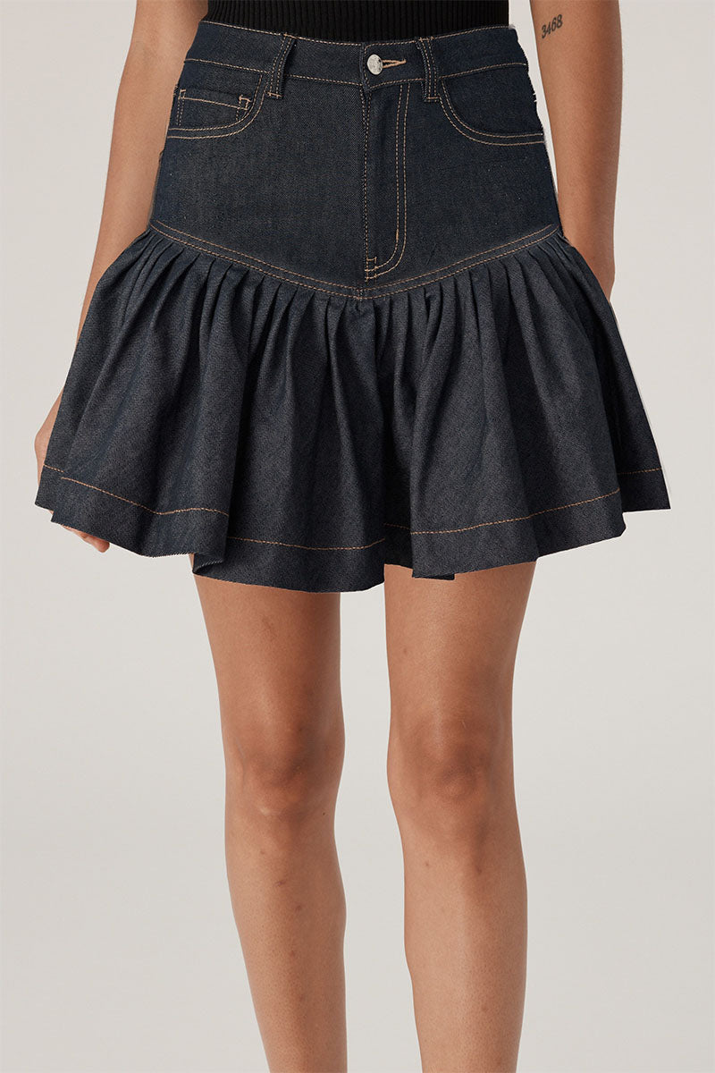 AURORA SHEEN DENIM SKIRT