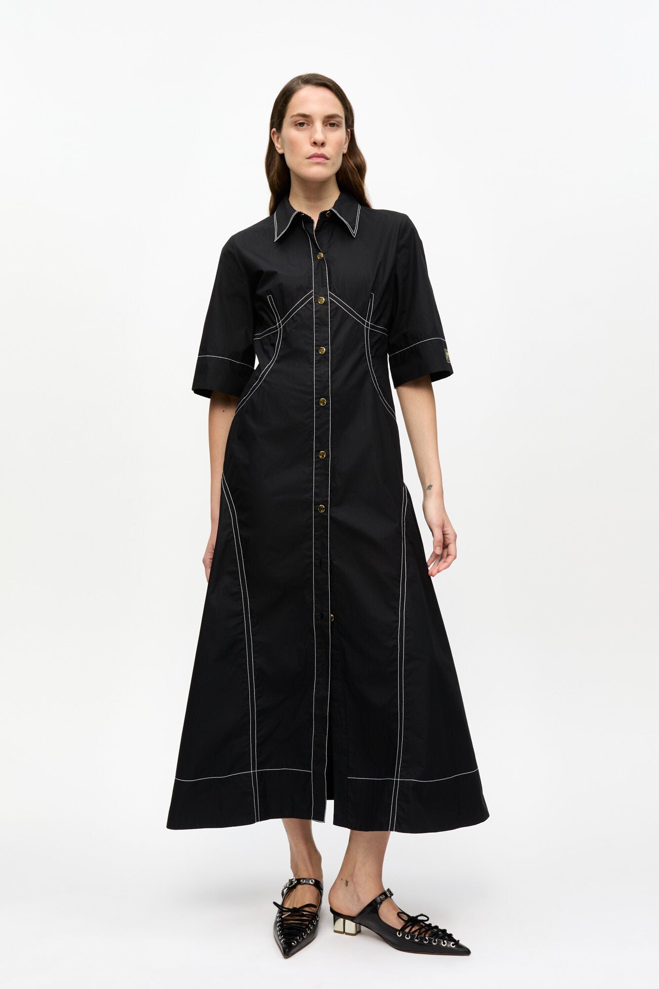 POPLIN LONG SHIRT DRESS