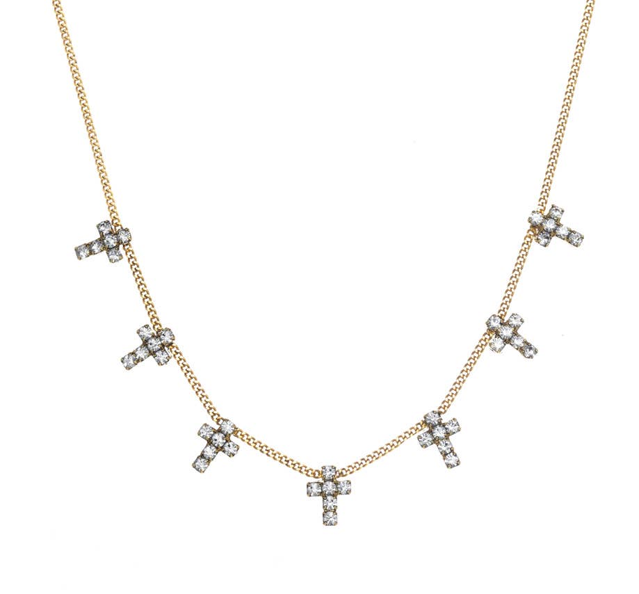 Multi Cross Necklace: Clear