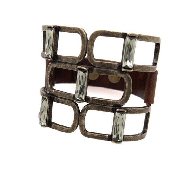 Wide Open Rectangle Baguette Bracelet