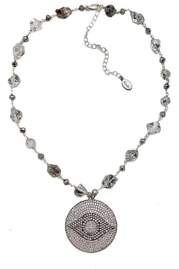 CZ RUTILATED EYE NECKLACE