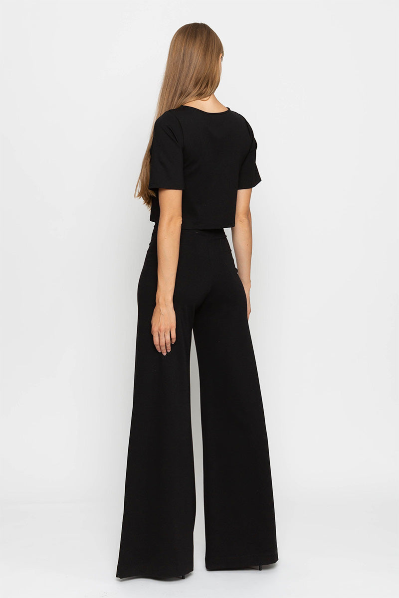 PONTE KNIT WIDE LEG PANT