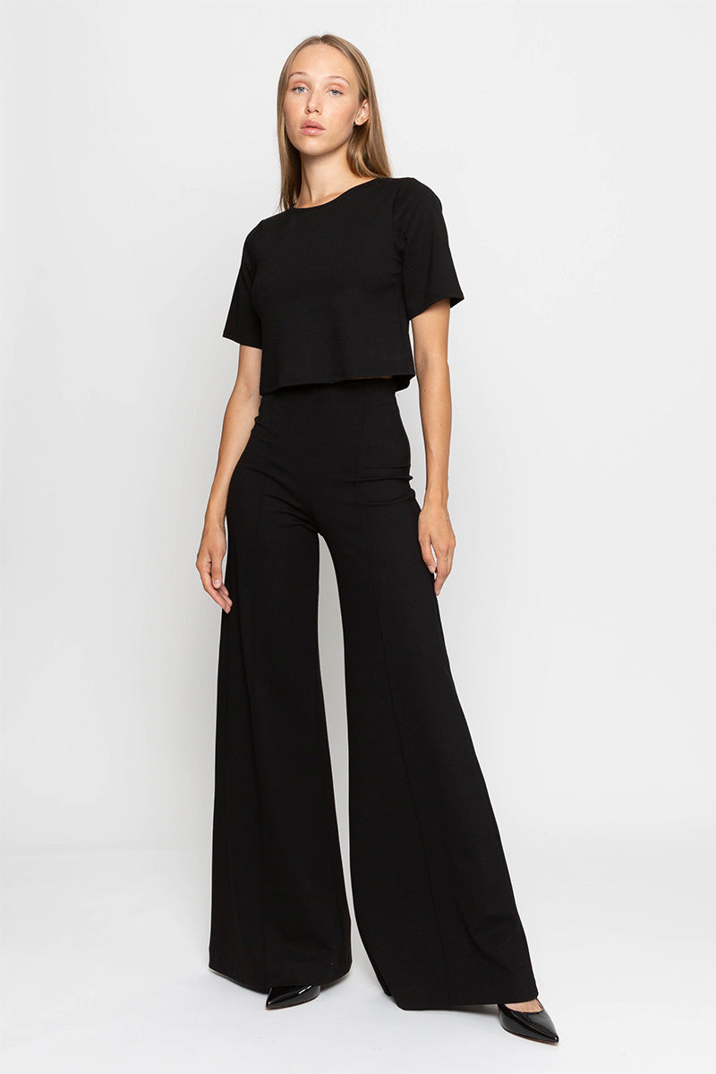 PONTE KNIT WIDE LEG PANT